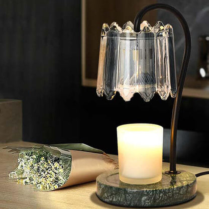 Vintage Glass Cone Suzutan Marble 1-Light Melting Wax Table Lamp