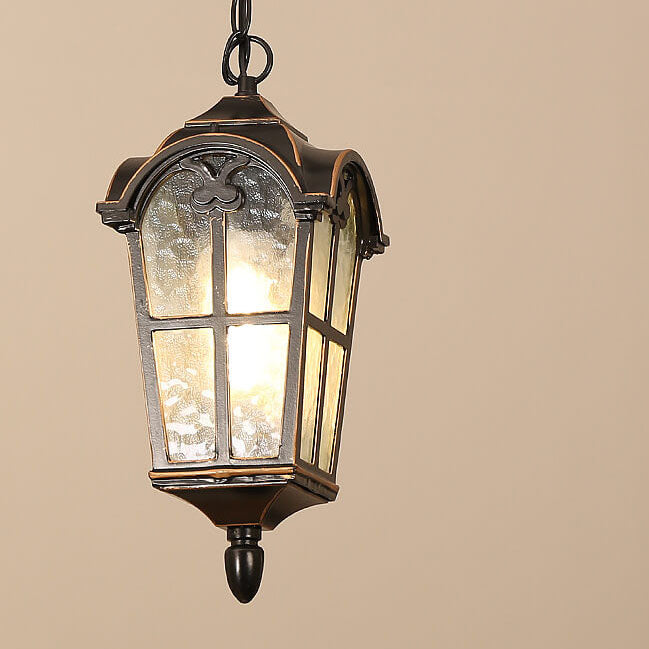 مصباح معلق خارجي مقاوم للماء مصنوع من الألومنيوم المصبوب بتصميم أوروبي عتيق ريفي مزود بمصباح واحد 