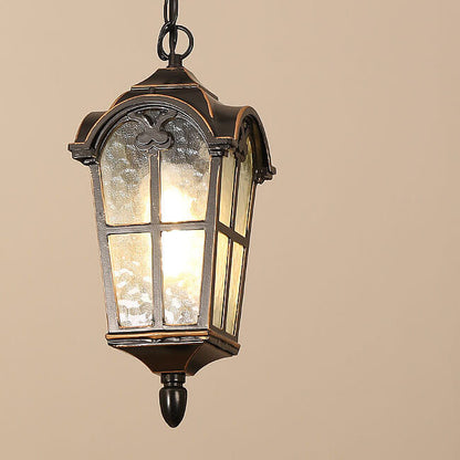مصباح معلق خارجي مقاوم للماء مصنوع من الألومنيوم المصبوب بتصميم أوروبي عتيق ريفي مزود بمصباح واحد 