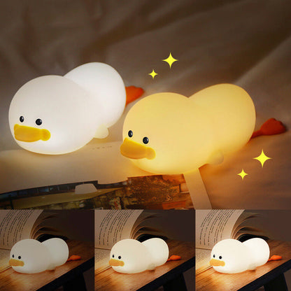 Modern Creative Cute Duck Silicone USB Rechargeable LED Pat Night Light Table Lamp