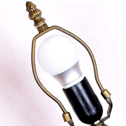 Tiffany Rustic Tulip Stained Glass Round 1-Light Table Lamp