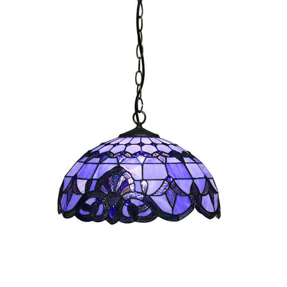 European Tiffany Purple Baroque Dome 1-Light Pendant Light