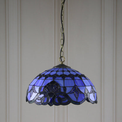 European Tiffany Purple Baroque Dome 1-Light Pendant Light