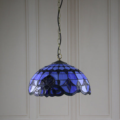 European Tiffany Purple Baroque Dome 1-Light Pendant Light