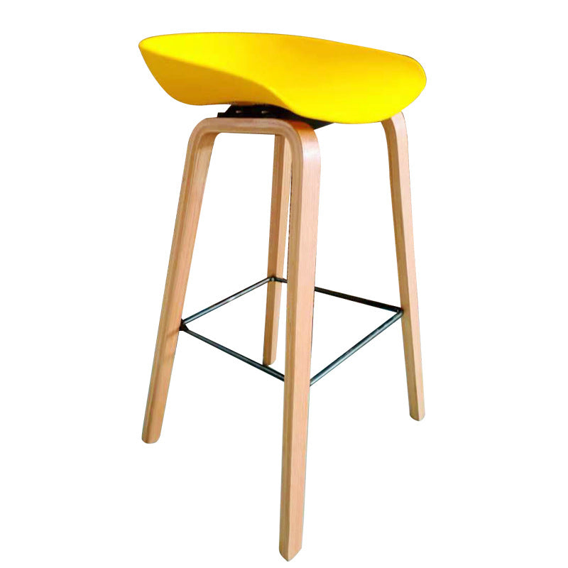 Modern Minimalist Rectangular PP Wood Bar Stool Backless Armless For Dining Room