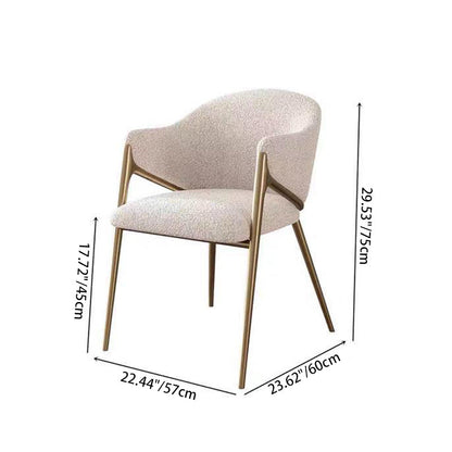 Contemporary Luxury Round Lambswool Carbon Steel Legs Dining Chair Backrest Armrest For Dining Room