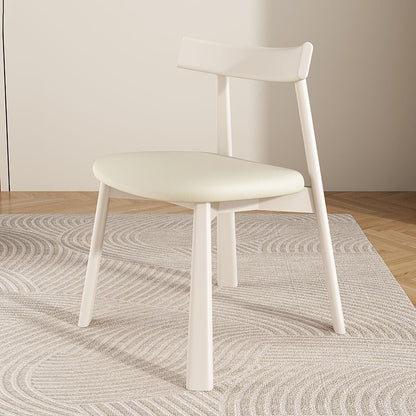 Contemporary Simplicity Square Faux Leather Upholstered Solid Wood Dining Chair Backrest For Dining Room