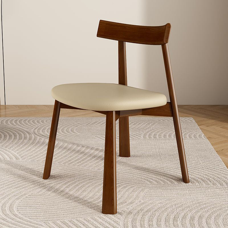 Contemporary Simplicity Square Faux Leather Upholstered Solid Wood Dining Chair Backrest For Dining Room