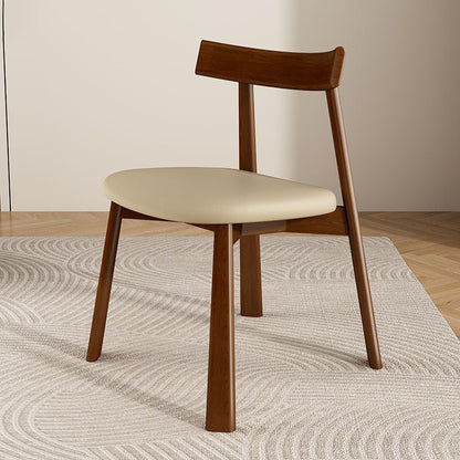 Contemporary Simplicity Square Faux Leather Upholstered Solid Wood Dining Chair Backrest For Dining Room