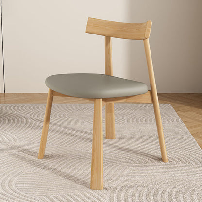 Contemporary Simplicity Square Faux Leather Upholstered Solid Wood Dining Chair Backrest For Dining Room