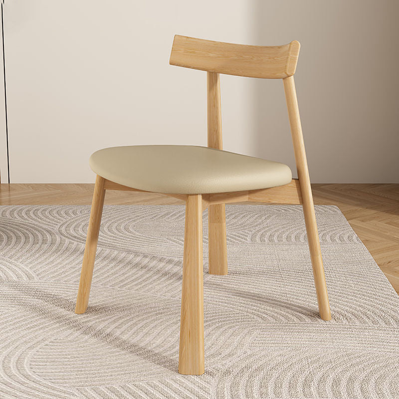 Contemporary Simplicity Square Faux Leather Upholstered Solid Wood Dining Chair Backrest For Dining Room