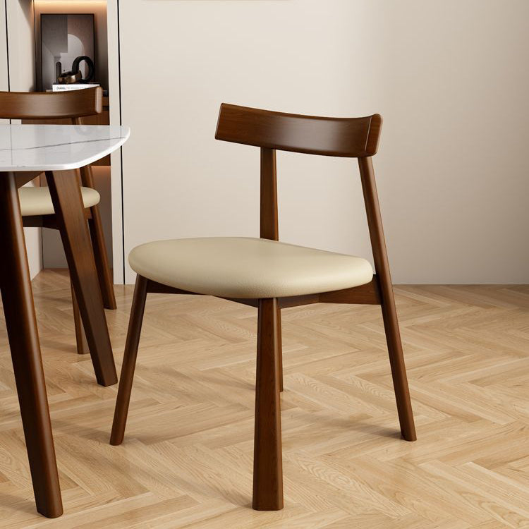 Contemporary Simplicity Square Faux Leather Upholstered Solid Wood Dining Chair Backrest For Dining Room