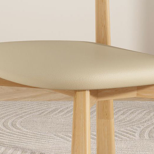 Contemporary Simplicity Square Faux Leather Upholstered Solid Wood Dining Chair Backrest For Dining Room