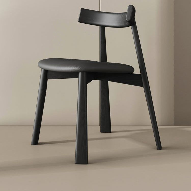 Contemporary Simplicity Square Faux Leather Upholstered Solid Wood Dining Chair Backrest For Dining Room