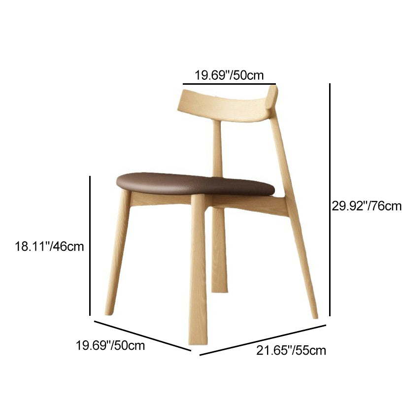Contemporary Simplicity Square Faux Leather Upholstered Solid Wood Dining Chair Backrest For Dining Room