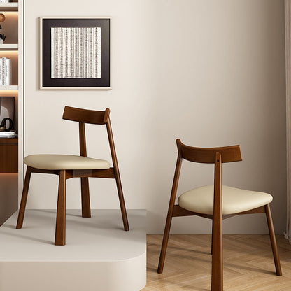 Contemporary Simplicity Square Faux Leather Upholstered Solid Wood Dining Chair Backrest For Dining Room