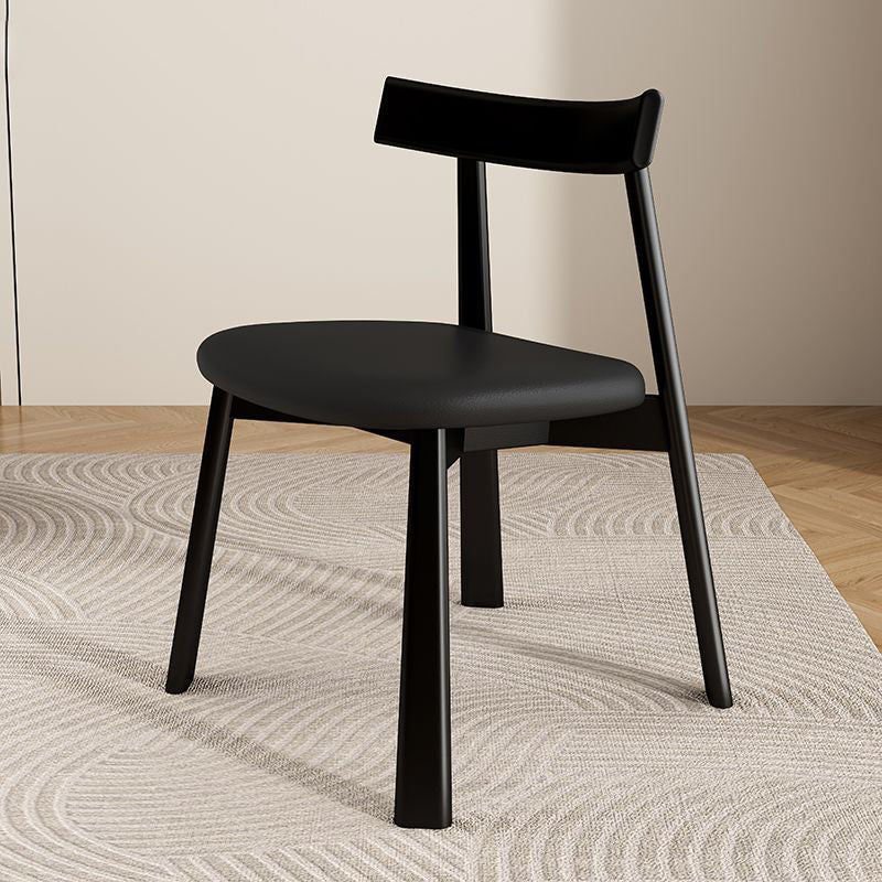 Contemporary Simplicity Square Faux Leather Upholstered Solid Wood Dining Chair Backrest For Dining Room
