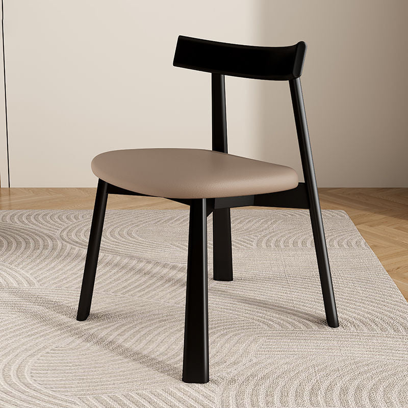 Contemporary Simplicity Square Faux Leather Upholstered Solid Wood Dining Chair Backrest For Dining Room