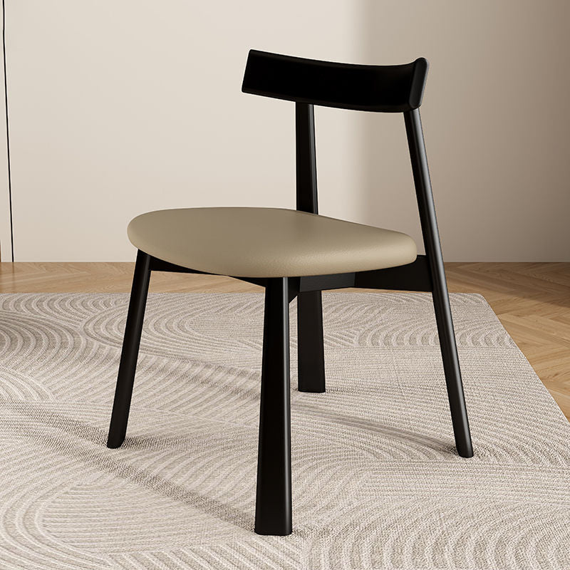 Contemporary Simplicity Square Faux Leather Upholstered Solid Wood Dining Chair Backrest For Dining Room