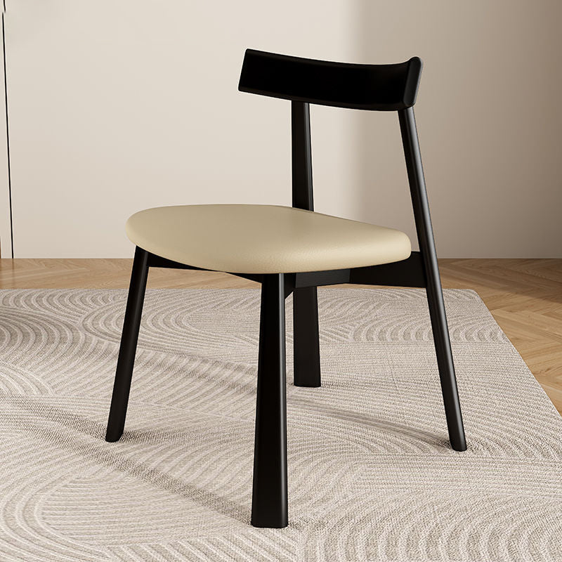 Contemporary Simplicity Square Faux Leather Upholstered Solid Wood Dining Chair Backrest For Dining Room