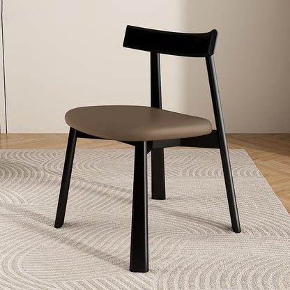 Contemporary Simplicity Square Faux Leather Upholstered Solid Wood Dining Chair Backrest For Dining Room