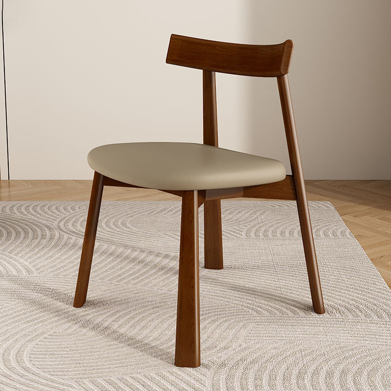 Contemporary Simplicity Square Faux Leather Upholstered Solid Wood Dining Chair Backrest For Dining Room