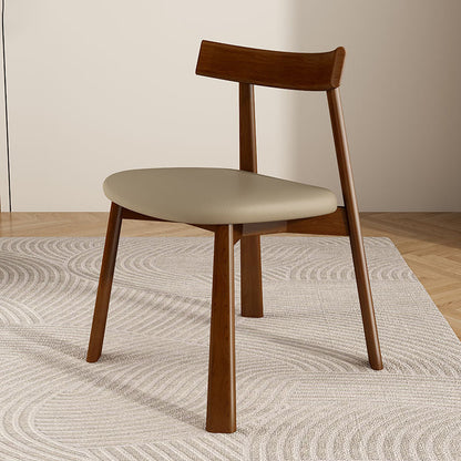 Contemporary Simplicity Square Faux Leather Upholstered Solid Wood Dining Chair Backrest For Dining Room