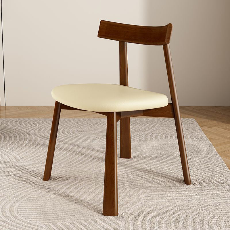 Contemporary Simplicity Square Faux Leather Upholstered Solid Wood Dining Chair Backrest For Dining Room