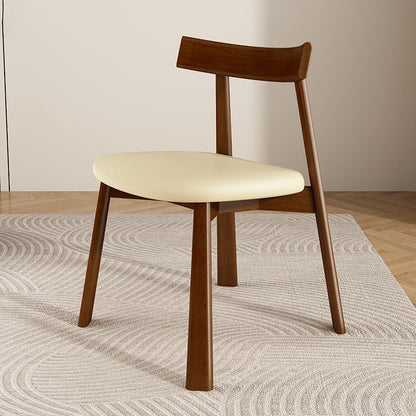 Contemporary Simplicity Square Faux Leather Upholstered Solid Wood Dining Chair Backrest For Dining Room