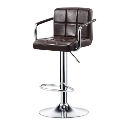 Contemporary Simplicity Square PU Leather Upholstered Liftable Swivel Bar Stool Backless Armrest For Dining Room