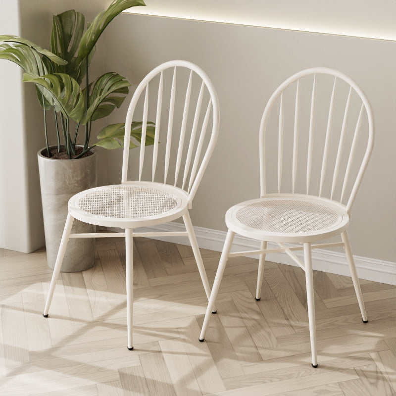 Contemporary Nordic Hollow Backrest Carbon Steel Frame Upholstered Dining Chair For Dining Room