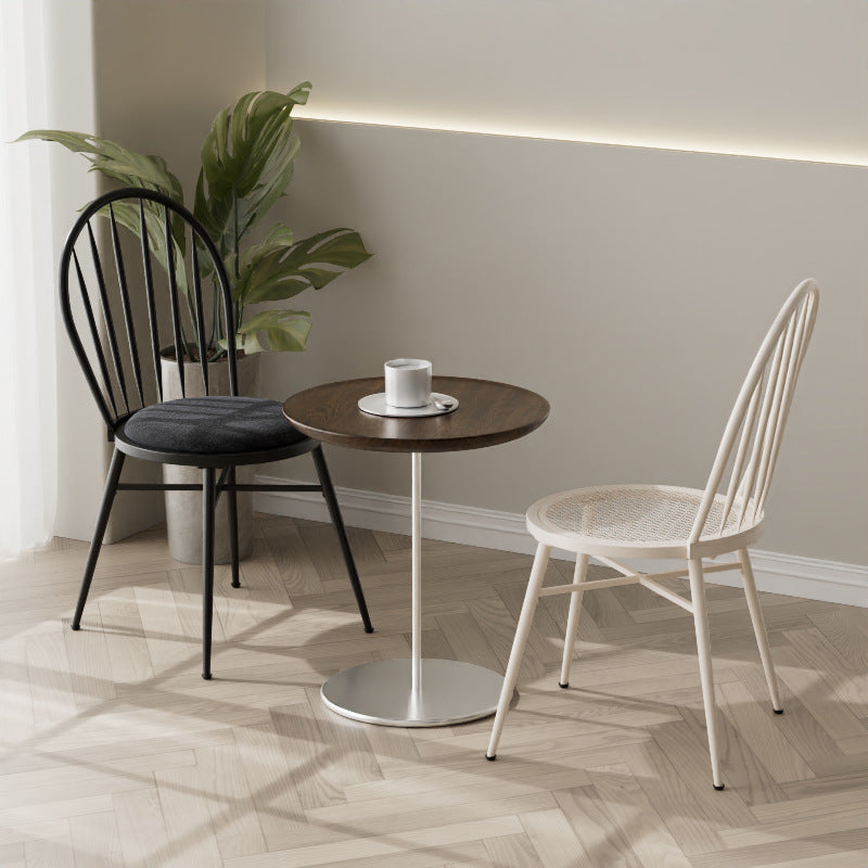 Contemporary Nordic Hollow Backrest Carbon Steel Frame Upholstered Dining Chair For Dining Room