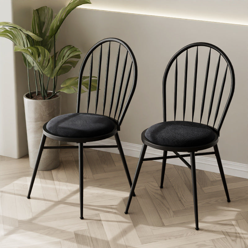 Contemporary Nordic Hollow Backrest Carbon Steel Frame Upholstered Dining Chair For Dining Room