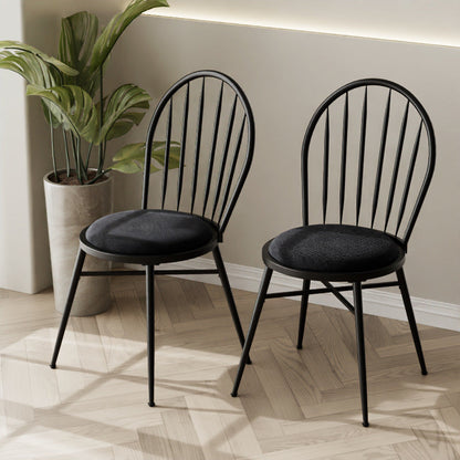 Contemporary Nordic Hollow Backrest Carbon Steel Frame Upholstered Dining Chair For Dining Room