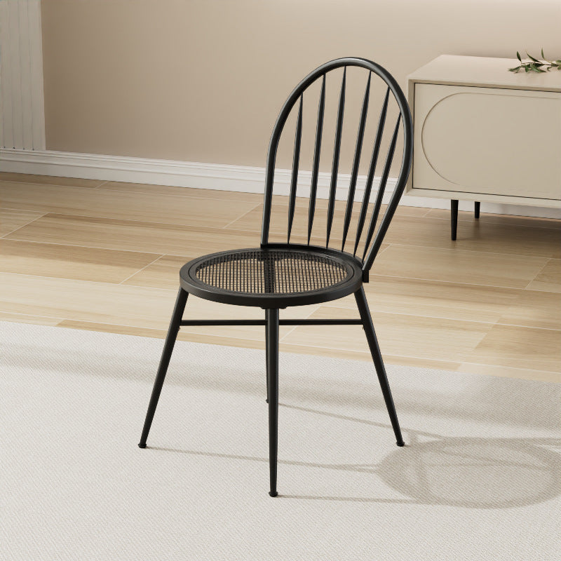 Contemporary Nordic Hollow Backrest Carbon Steel Frame Upholstered Dining Chair For Dining Room