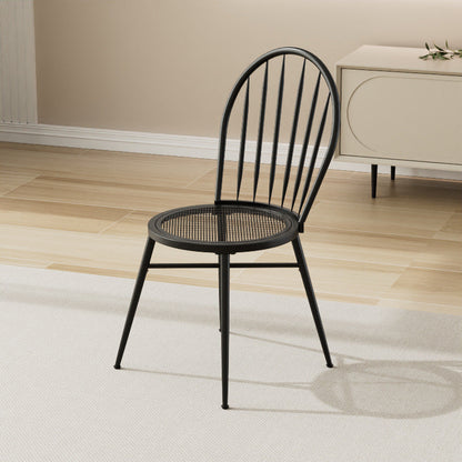 Contemporary Nordic Hollow Backrest Carbon Steel Frame Upholstered Dining Chair For Dining Room