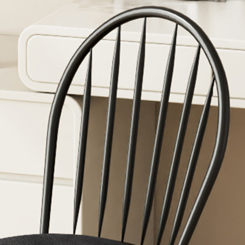 Contemporary Nordic Hollow Backrest Carbon Steel Frame Upholstered Dining Chair For Dining Room