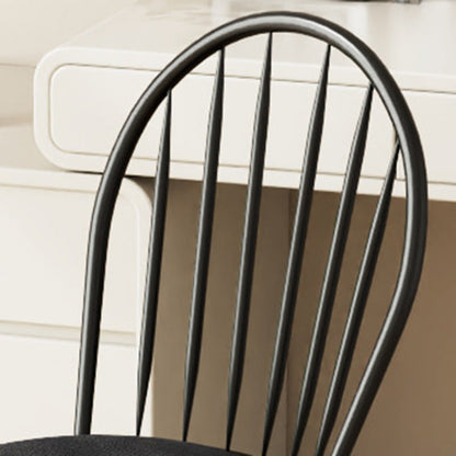 Contemporary Nordic Hollow Backrest Carbon Steel Frame Upholstered Dining Chair For Dining Room