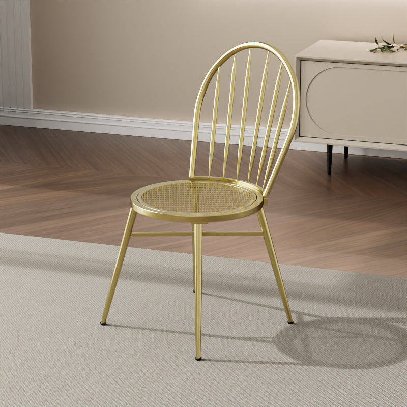 Contemporary Nordic Hollow Backrest Carbon Steel Frame Upholstered Dining Chair For Dining Room