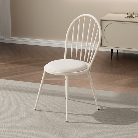 Contemporary Nordic Hollow Backrest Carbon Steel Frame Upholstered Dining Chair For Dining Room