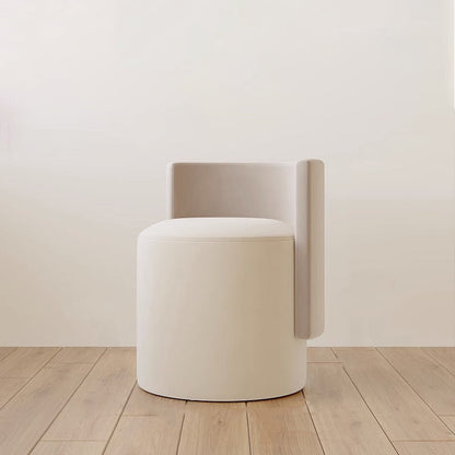Modern Minimalist Swivel Cylindrical Microfiber Leather Aluminum Alloy Wood Vanity Stool Backrest Armless For Bedroom