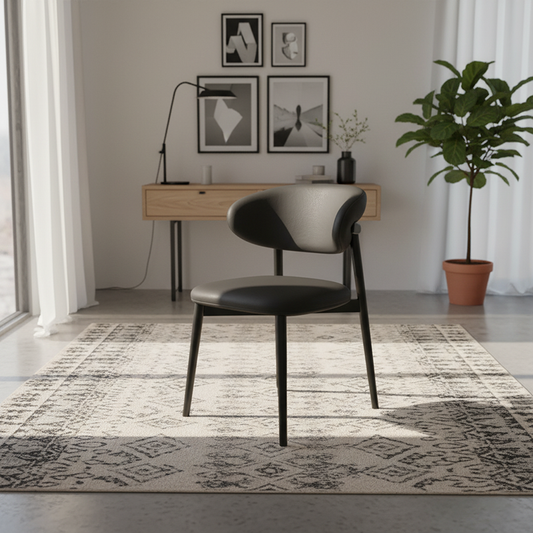 Modern Minimalist Curved PU Leather Carbon Steel Dining Chair Backrest Armless For Dining Room