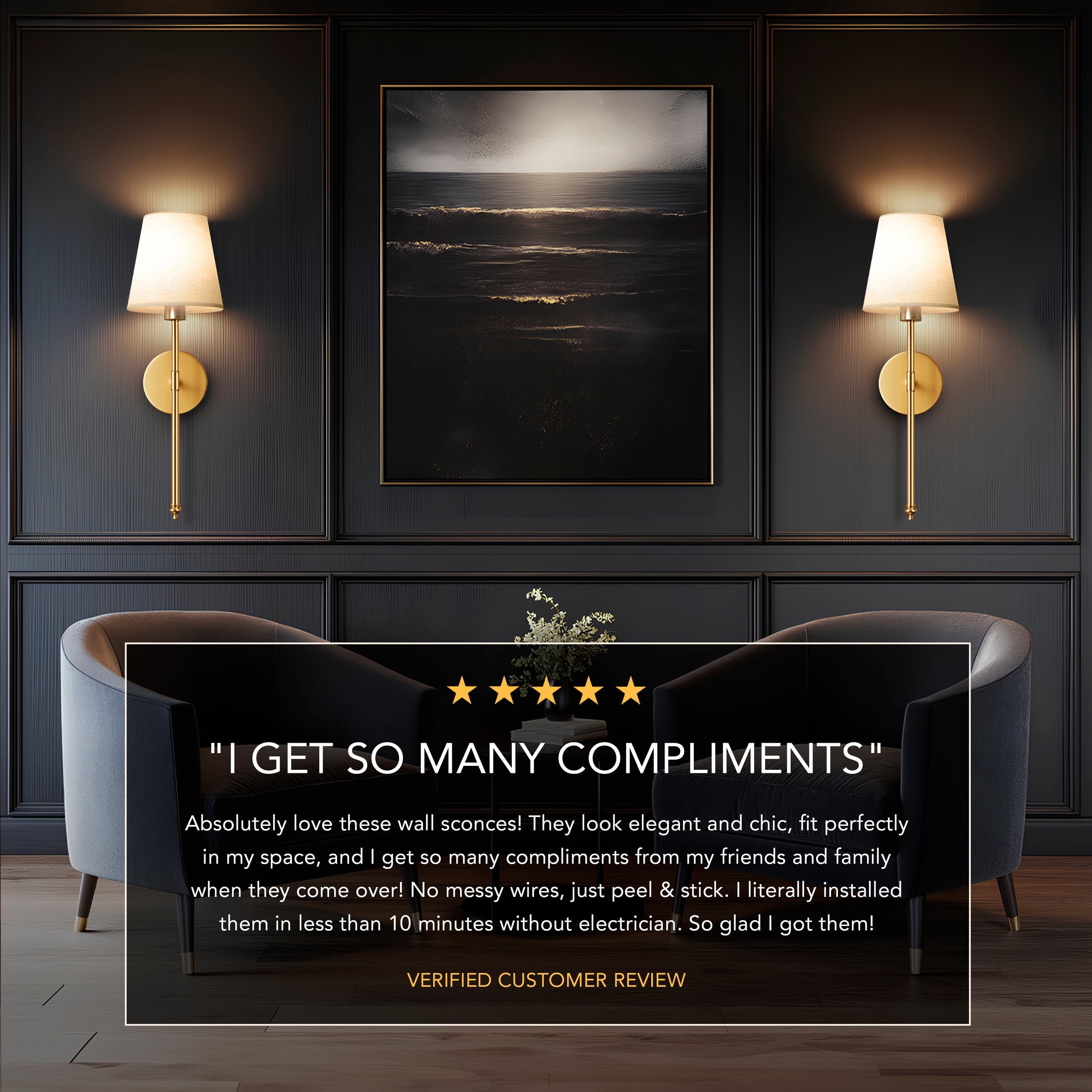 BulbBoss Wireless Wall Sconces on bedroom wall