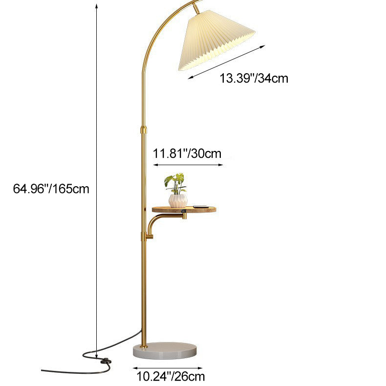 Modern Simplicity Pleated PVC Iron Pole 1-Light Standing Floor Lamp For Living Room
