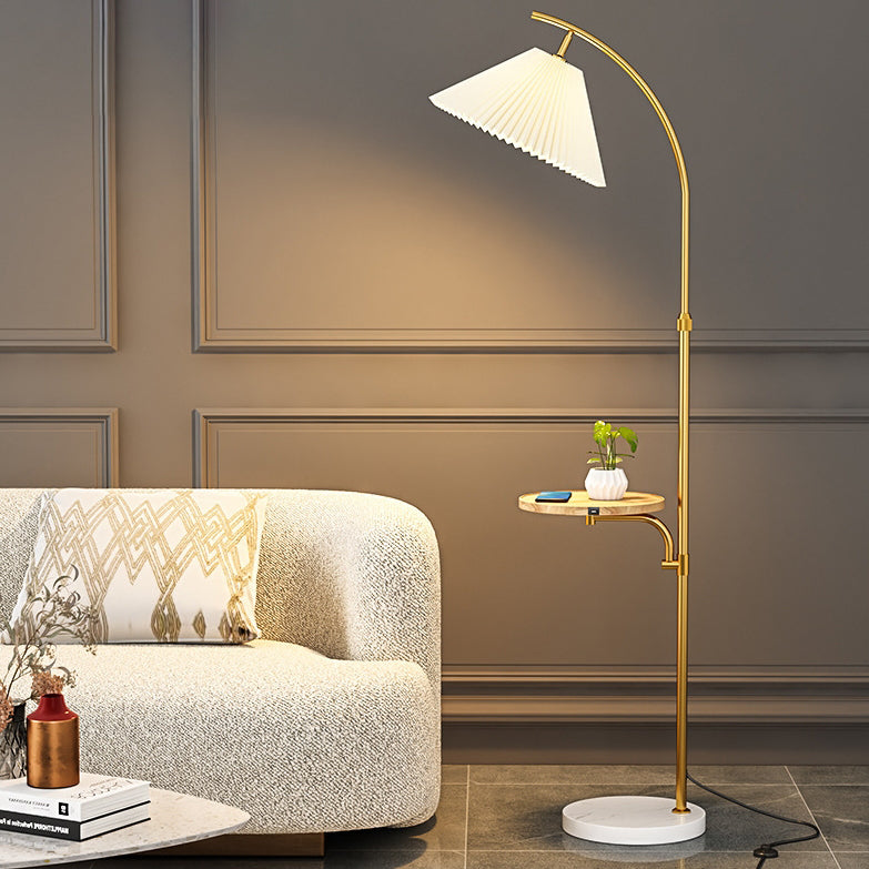 Modern Simplicity Pleated PVC Iron Pole 1-Light Standing Floor Lamp For Living Room