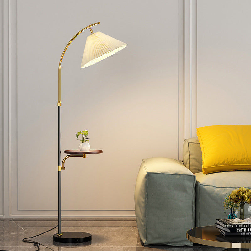 Modern Simplicity Pleated PVC Iron Pole 1-Light Standing Floor Lamp For Living Room