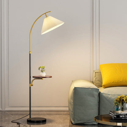 Modern Simplicity Pleated PVC Iron Pole 1-Light Standing Floor Lamp For Living Room