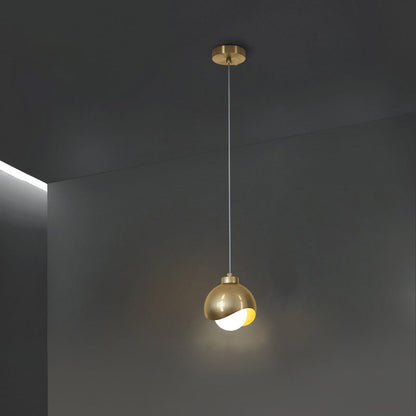 Contemporary Scandinavian Spherical Glass Iron 1-Light Pendant Light For Bedroom