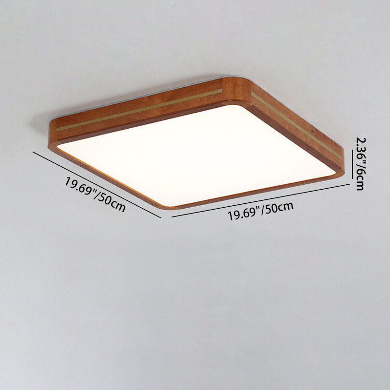 Modern Wooden Slim Walnut Color LED Flush Mount Light
