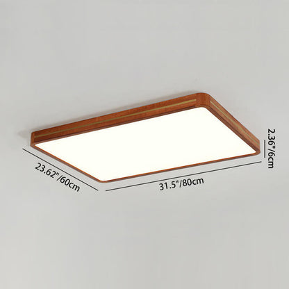 Modern Wooden Slim Walnut Color LED Flush Mount Light